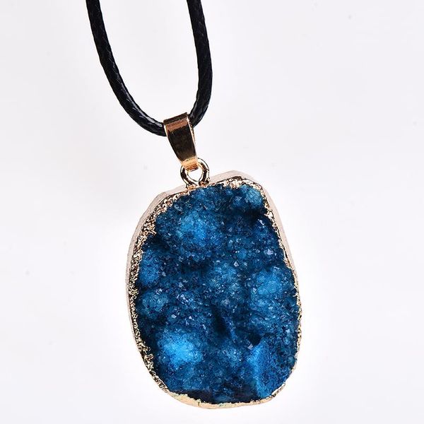 

decorative objects & figurines fashion simple natural crystal point electroplating blue pendant irregular mineral jewelry chain for men wome