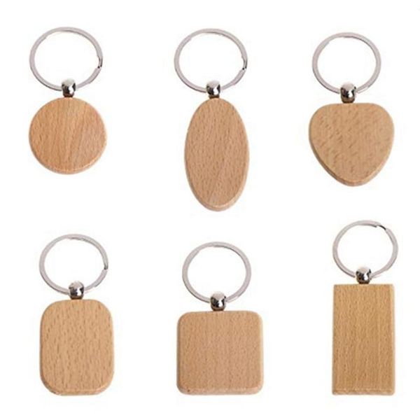 

hooks & rails 100 blank wooden keychain diy key tag anti-lost wood accessories gift (mixed packaging)