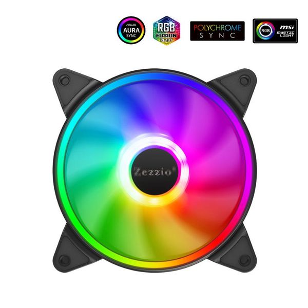 

fans & coolings zezzio zf-140 140mm cpu cooler fan aura sync 5v 3pin argb pwm silence cooling computer case radiator