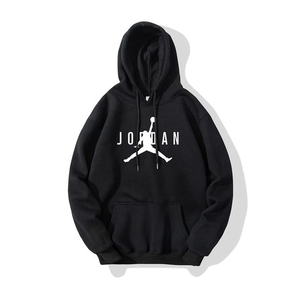 

2021 new street men's sweater plush fashion letter printing couple hooded pullover top, Black