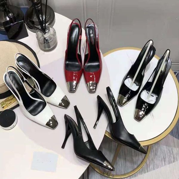 

dress shoes 2021 high heels women's metal square head thin heel baotou sandals small documentary women., Black