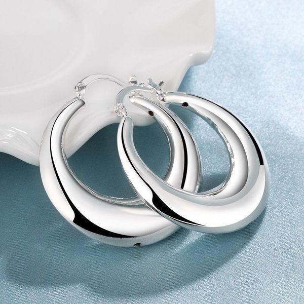 

925 sterling silver hoops women lady wedding beautiful color cute earrings jewelry nice party, Golden;silver