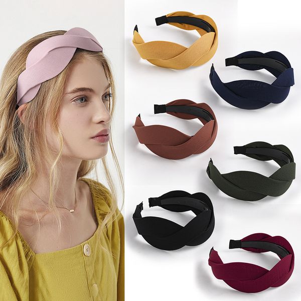 

new fashion hairpin beautiful fabric chiffon cross braided twist headband cross-gloss hairpins for girl women hair accessory headdress