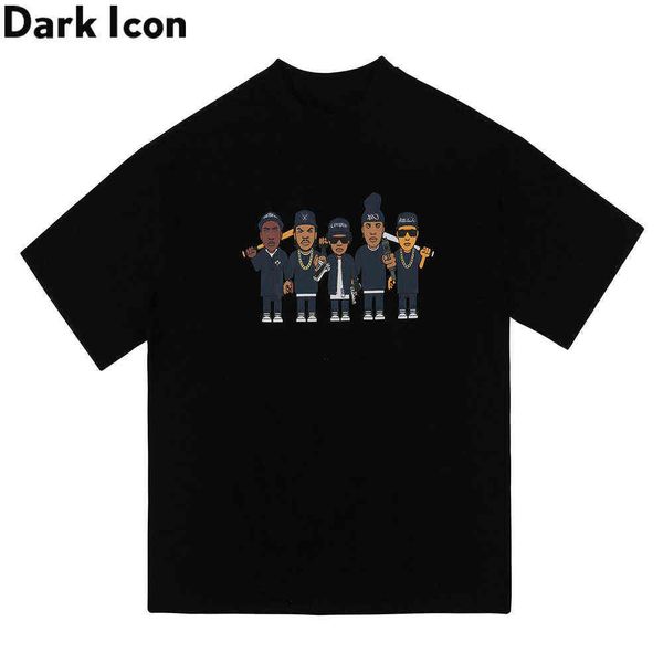 

printed hip-hop t-shirt men women street dance tshirts men male 210603, White;black