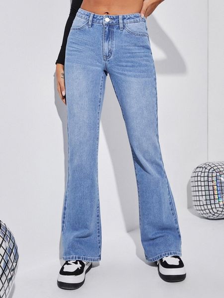 

bleach wash bootcut jeans n2i3#, Blue