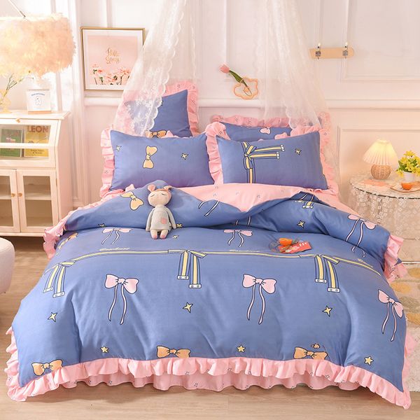 

korean lace twill frosted four piece sheet skirt single and double bedding gift
