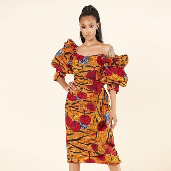

casual dresses selling women mushroom printing slash neck knee-length dress 2021 spring lady's half sleeve bodycon, Black;gray