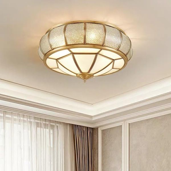 

european style copper ceiling lamp creative dining room led simple living study warm romantic bedroom lights