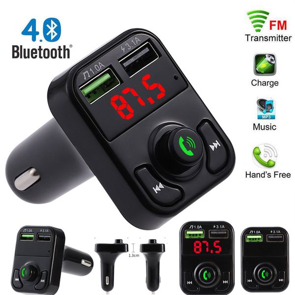 

x8 fm transmitter aux modulator bluetooth handscars kit car audio mp3 player with 3.1a quick charge dual usb car charger accessorie