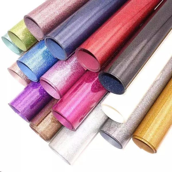 

window stickers 2 rolls 10"x20"/25cmx50cm beautiful color glitter heat transfer film press cutting plotter iron on htv