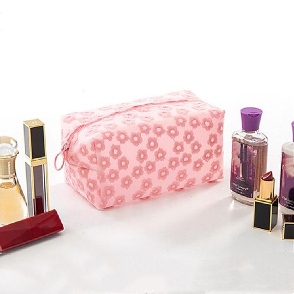 

storage bags cosmetic women daisy embroidery zipper makeup bag toiletries organizer ins sweet portable large capacity transparent cases