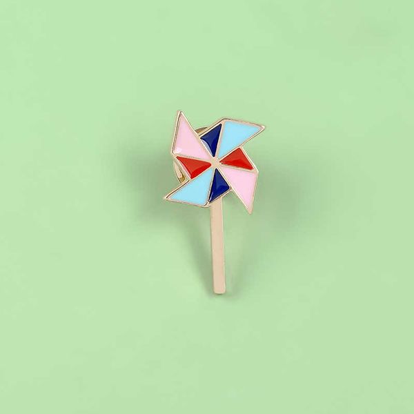 

cartoon exquisite color origami windmill shape drop oil brooch recall childhood toy fashion versatile badge, Gray