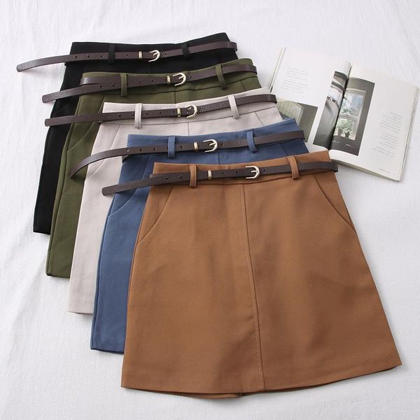 

skirts 2021 spring and summer fashion all-match solid color high waist slimming half-length a-line skirt bag hip short female, Black