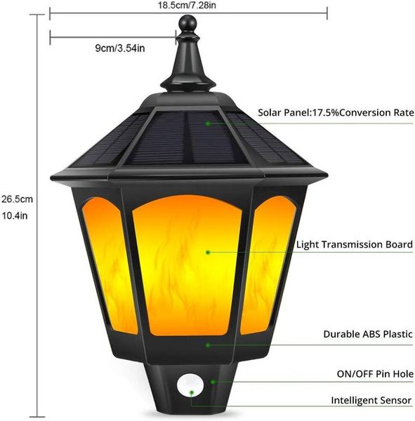

wall lamps solar lights outdoor decorative 2 in 1 sconce torch light with flickering flame 87 leds fixture garden, porch, villas