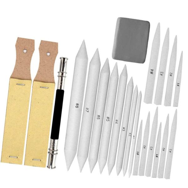 

gift sets 23 pcs stumps and tortillions set sandpaper pencil sharpener pointer extension tool eraser for student sketch drawing