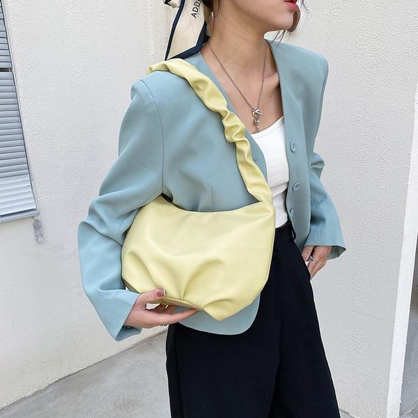 

evening bags 2021 women korean pleated handbags large capacity soft pu leather totes fashion ladies folds shoulder cloud bolsa feminina