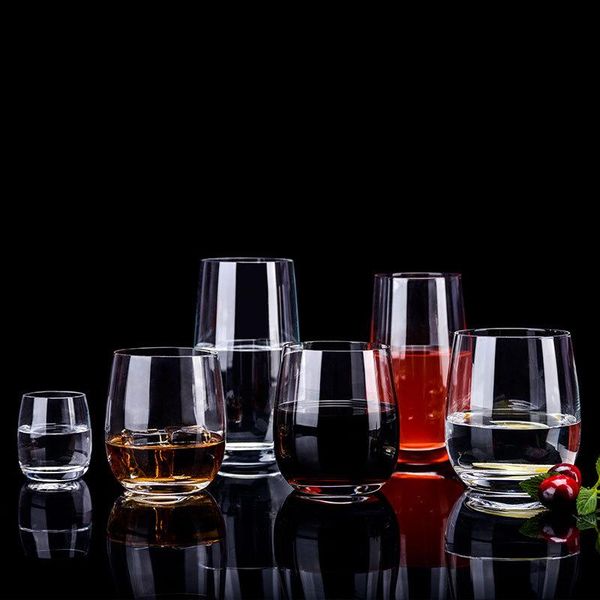

wine glasses glass cup high grade crystal flat bottom whiskey water rocking cocktail home bar el drinkware n h2