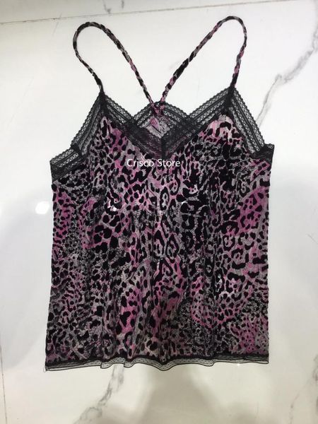 

leopard print women sling 2021 velvet lace trim women's tanks & camis, White