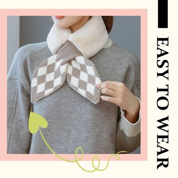 

shower caps all- thick plush scarf bib girl imitation pearl cross buckle imitate fur winter style