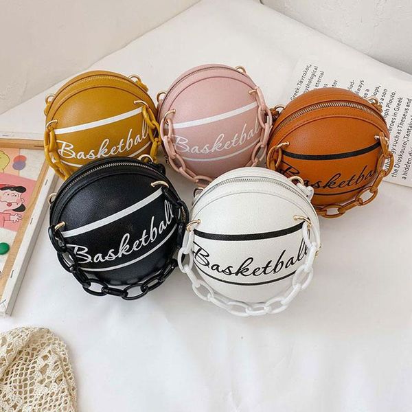 

y2k ball purses for teenagers women shoulder bags crossbody chain hand personality female leather pink basketball bag waist