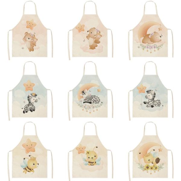 

aprons cartoon panda zebra bee stars kitchen cooking for women chefs baking bibs cotton linen cleaning apron delantal cocina