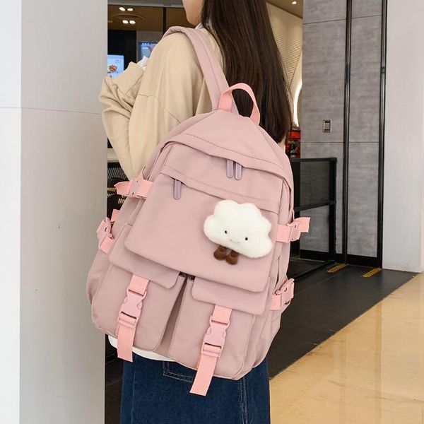 

silid color women backpack large capacity female shoulder school backpacks for teeangers cute travel bags ladies ruckpack