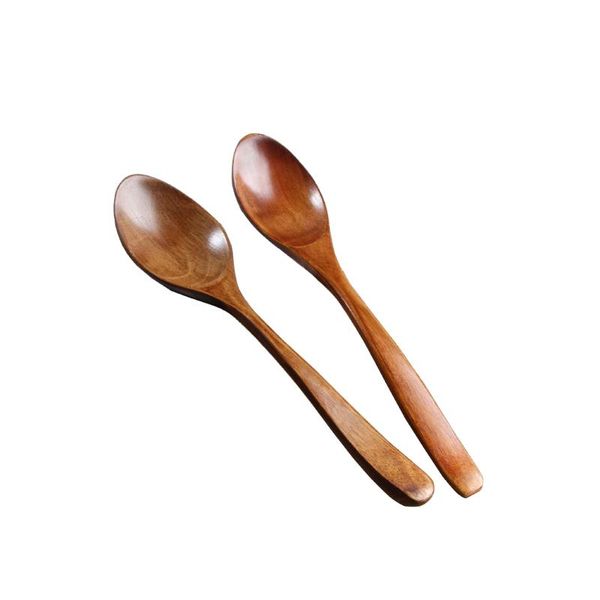 

spoons 2pcs honey spoon wood soup for eating mixing stirring, long handle with japanese style kitchen utensil