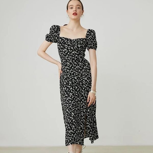 

Bubble short sleeve flower dress q220, Black;gray