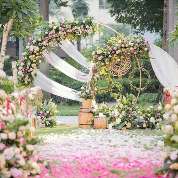 

party decoration circle wedding props birthday decor wrought iron round ring arch backdrop lawn artificial flower row stand wall shelf1