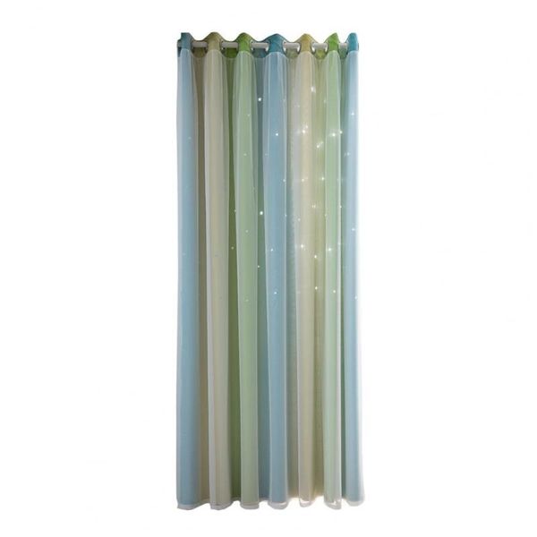 

curtain & drapes household gradient star lightproof polyester double layer perforated children living room colorful curtains