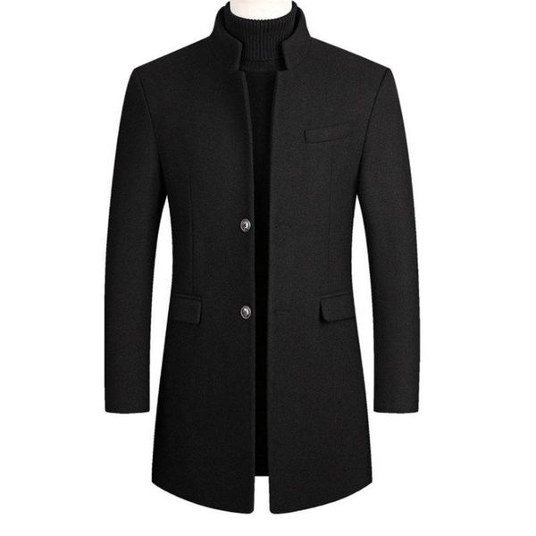 

autumn winter oversized woolen blend coat male long windbreaker jacket cotton thick warm men gray mens overcoat men's jackets, Black;brown