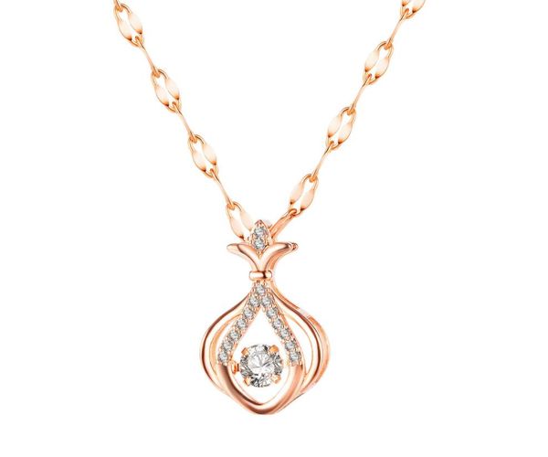 

cool nice cubic zirconia beating heart necklace female personality luxury water drop titanium steel clavicle chain 16''+6mm, Silver