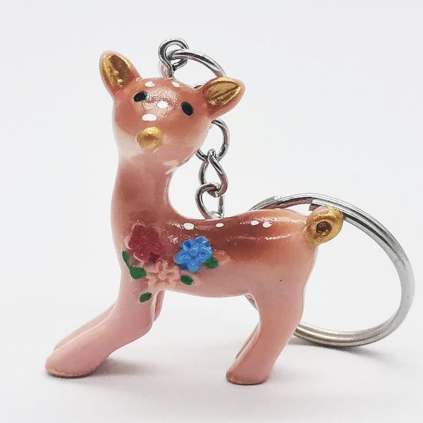 

2021 fashion keychain cartoon sika key chain bag pendant resin deer animal jewelry gifts, Silver