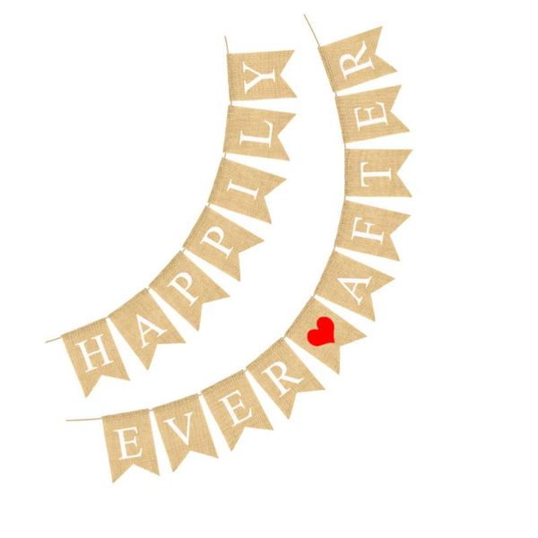 

party decoration engagement retro burlap banner swallowtail garland bunting linen black letter printing flag decorative props wedding