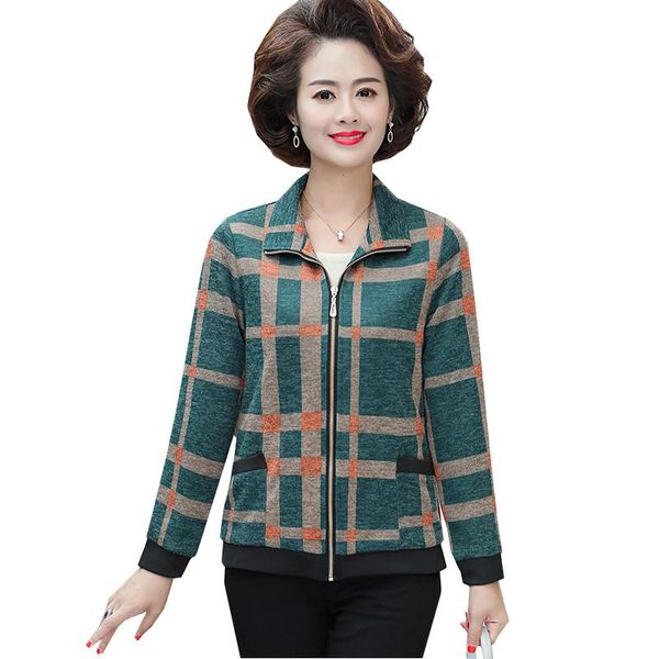 

mother blue short jacket female spring 2021 autumn women coat oversize plaid overcoat long sleeve fashion thin ladies women's jackets, Black;brown