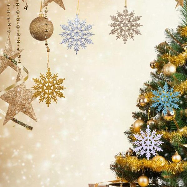 

christmas decorations 12pcs/lot 10 colors 10.5cm gold powder plastic snowflake party supplies winter decor ornaments tree