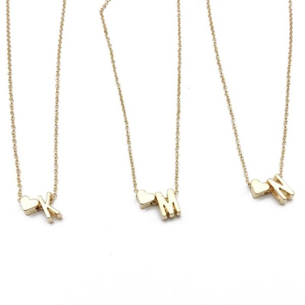 

pendant necklaces women korean style heart necklace alloy smalle a-z 26 letters cute fashion alphabet long chain jewelry, Silver