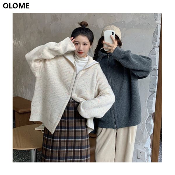

sweaters Zipper up ladies turtleneck casual high leisure spring sweater loose mesh coats a9, White;black
