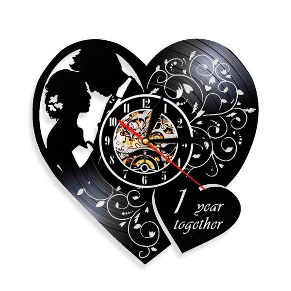

vintage heart shape clock engagement anniversary record wall watch for couple 1st year valentine gift decor clocks