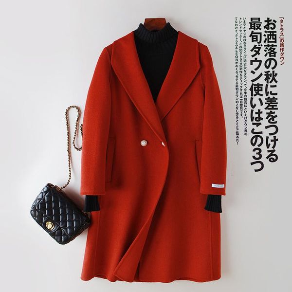 

women's wool & blends spring autumn coat female elegant ladies woolen jacket women korean manteau femme hiver 2021 vintage casual blend, Black