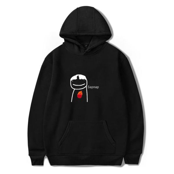 

men's hoodies & sweatshirts sapnap merch cute logo sweatshirt harajuku printed women/men casual pullovers, Black