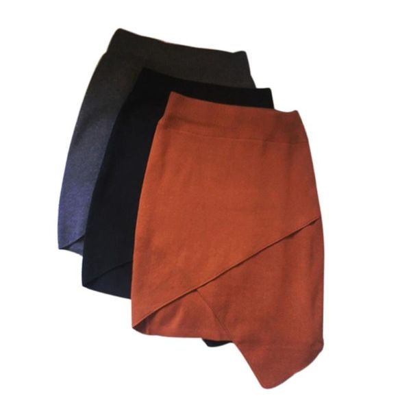

skirts 2021 ol irregular split knit skirt slim autumn and winter est, Black