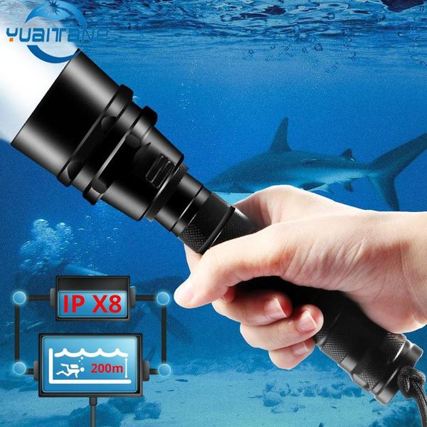 

diving professional ultra powerful 5t6 waterproof scuba flashlights underwater torch use 18650 battery torches