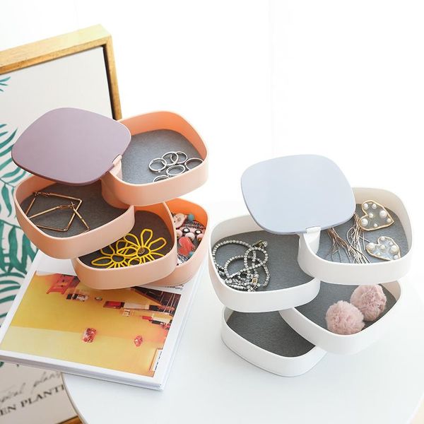 

layers jewelry box rotation jewellery storage earring boxes packaging display case organizer for home travel girl gift & bins