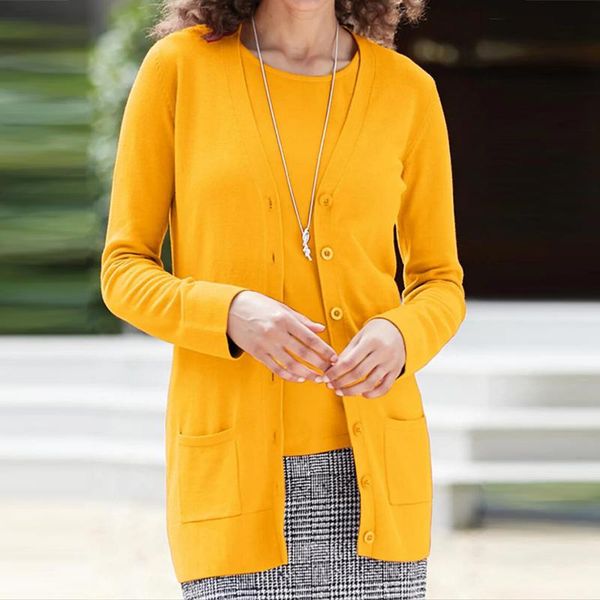 

women's knits & tees elegant women o-neck single breasted cardigan sweater 2021 autumn winter casual solid jumpers female fashion loose, White
