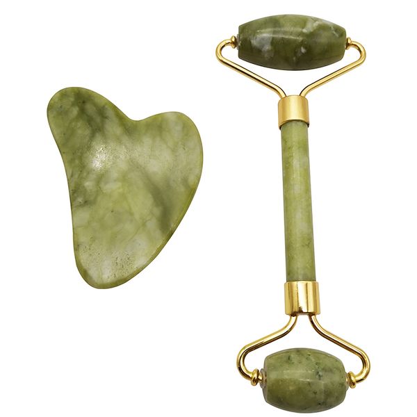 High Quanlity Massageador de rolos de jade verde escuro com caixa de presente RUND RULHER ANTII-ENGENHA V FACE FACE BEAUCIM