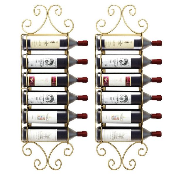 

wall mounted wine rack european retro iron creative flat hanging champagne shelf support cabinet 4-12 bottles tableracks