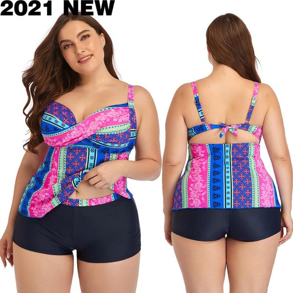 

plus size swimsuit two piece women swimwear lager big plussize bathing suits beachwear wear for female swimming shorts one-piece