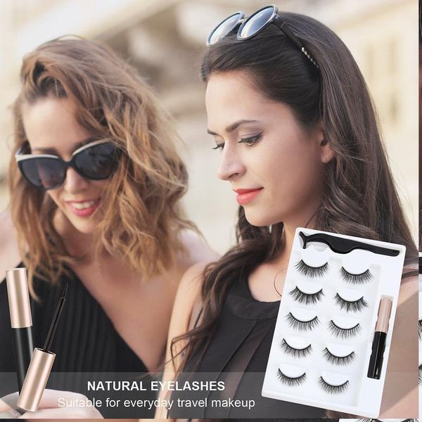 

pairs magnetic eyelashes 3d mink handmade natural lasting eyeliner tweezer false lashes set makeup tools1