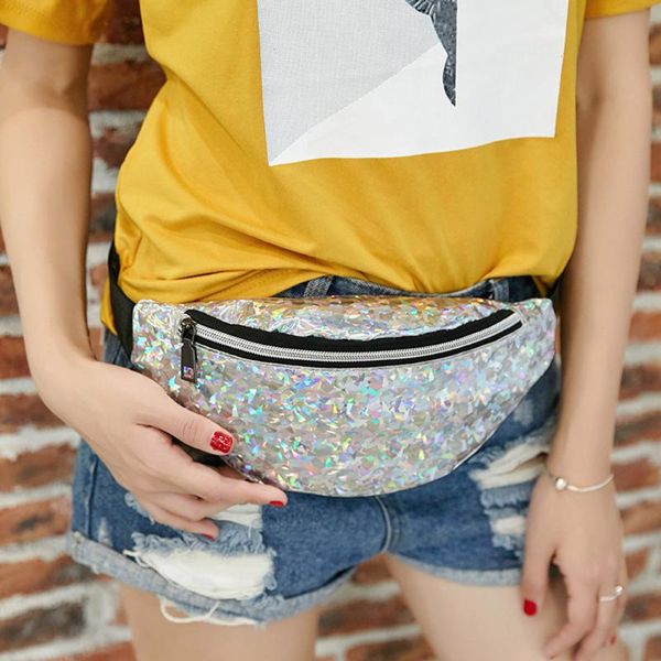 

women outdoor sport laser trend beach messenger bum female white bag holographic crossbody chest elegant fanny @p waist bags